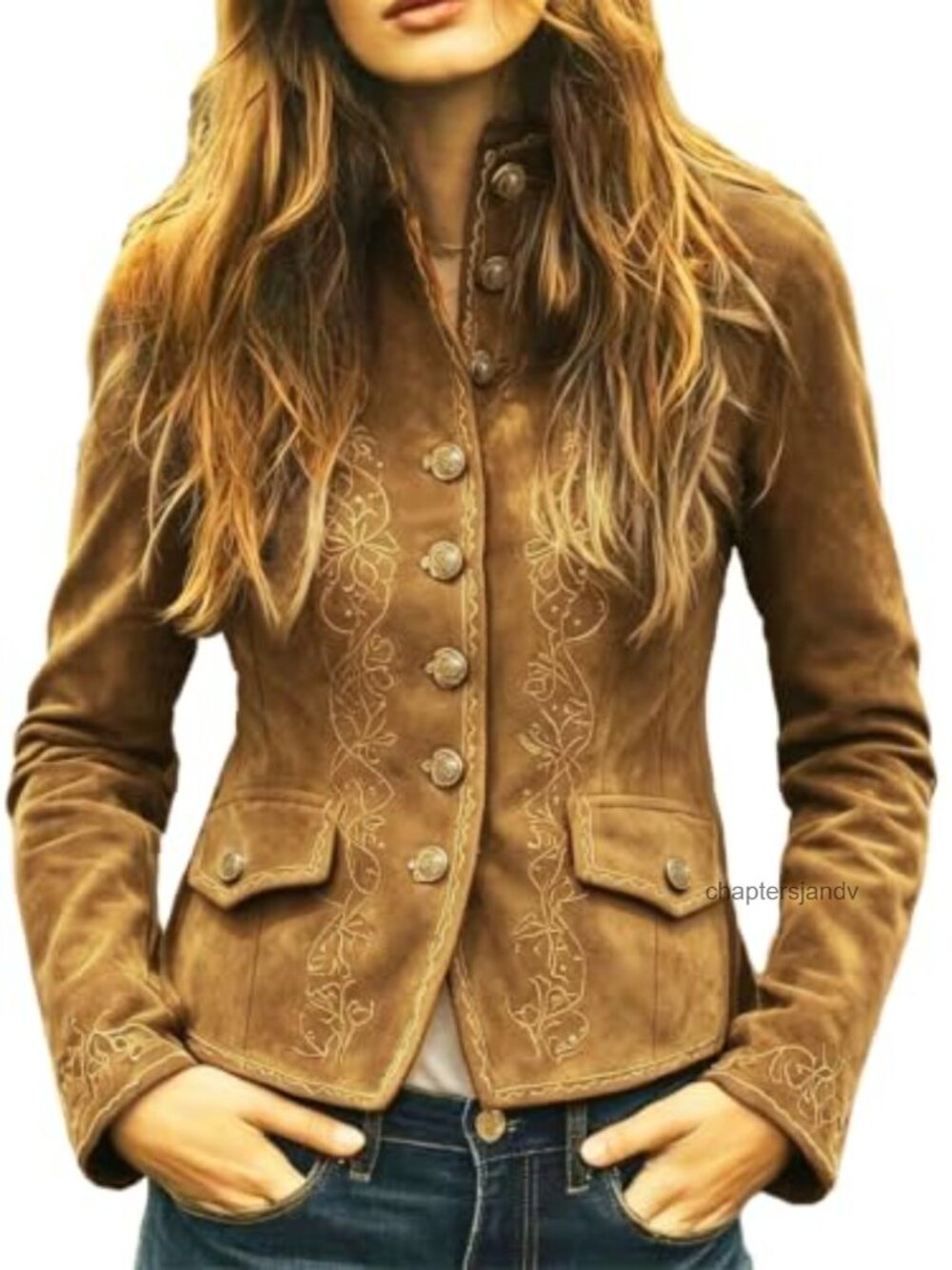 Faux Suede Jacket Women Long Sleeve Button Down Western Bomber Casual Trendy